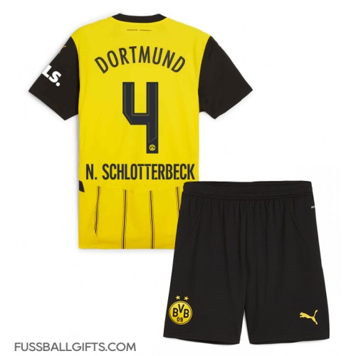 Borussia Dortmund Nico Schlotterbeck #4 Fußballbekleidung Heimtrikot Kinder 2024-25 Kurzarm (+ kurze hosen)